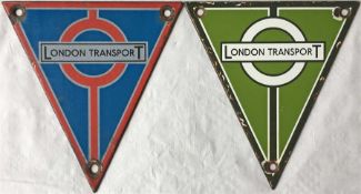Pair of original 1940s/50s London Transport RT-type bus enamel RADIATOR BADGES, one from a Central