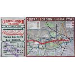 March 1912 Central London Railway POCKET MAP 'Central London Railway - The Direct Line' with a