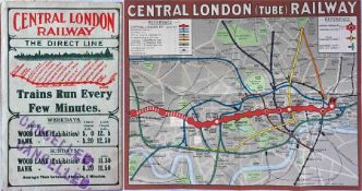 March 1912 Central London Railway POCKET MAP 'Central London Railway - The Direct Line' with a