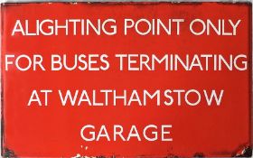 London Transport bus stop enamel G-PLATE 'Alighting Point only for Buses Terminating at