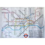 1989 London Underground POSTER MAP. Measures 34.5" x 24.5" (88cm x 62cm). Interesting features