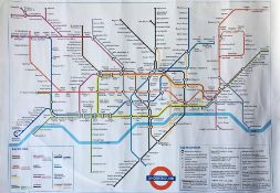 1989 London Underground POSTER MAP. Measures 34.5" x 24.5" (88cm x 62cm). Interesting features