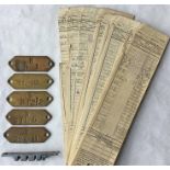 Selection of London Transport brass bus CHASSIS/BODY TAGS comprising B D 1 (Daimler Utility), LTL-