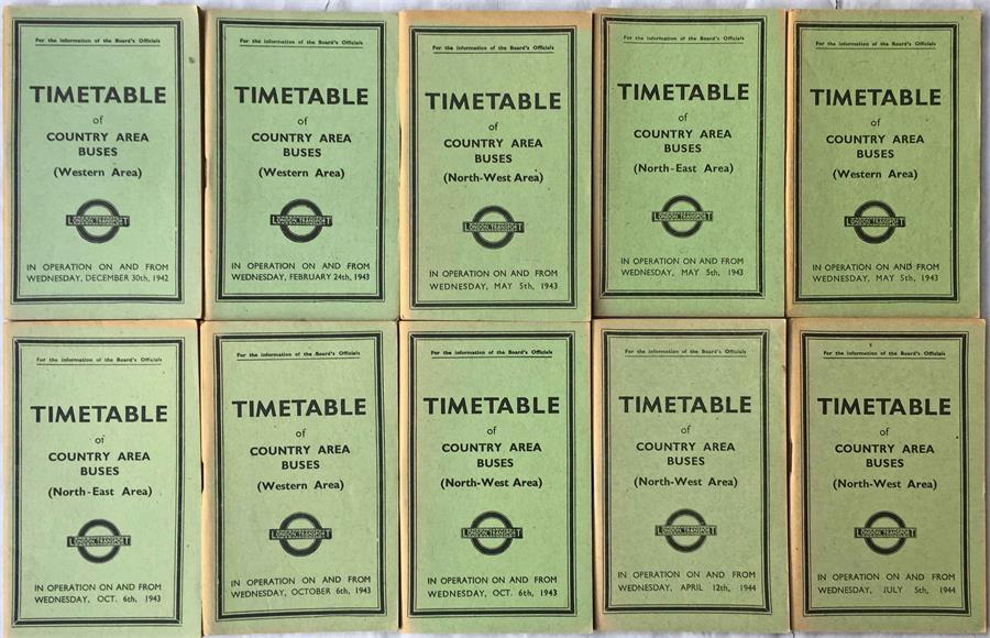 Selection of WW2 1942-44 London Transport Country Area Buses OFFICIALS' TIMETABLE BOOKLETS