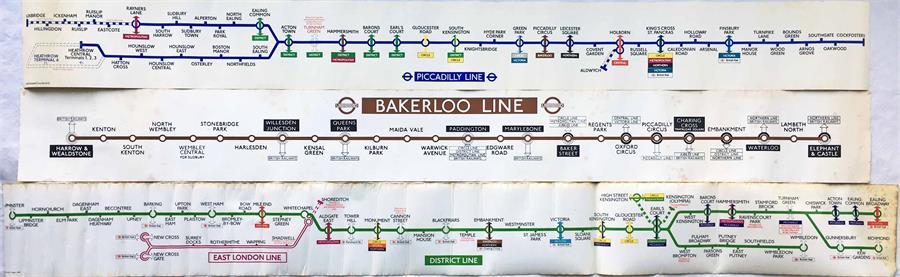 Selection of London Underground CARRIAGE DIAGRAMS comprising Piccadilly Line dated 1983, Bakerloo