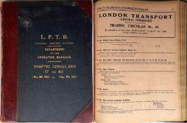 Officially bound volume of London Transport (LPTB) TRAFFIC CIRCULARS for Central Omnibus Section for