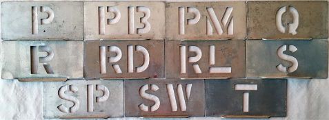 Selection of London Transport bus garage ALLOCATION STENCIL PLATES for Old Kent Road (P), Potters