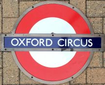 London Underground enamel PLATFORM ROUNDEL from Oxford Circus Station on the Bakerloo, Central and