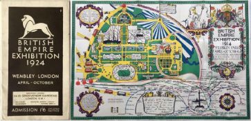 1924 British Empire Exhibition at Wembley official fold-out PLAN & MAP designed by Kennedy North