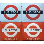 Pair of 1950s/60s London Transport BUS STOP FLAGS, one 'Compulsory', one 'Request'. These are '