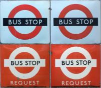 Pair of 1950s/60s London Transport BUS STOP FLAGS, one 'Compulsory', one 'Request'. These are '