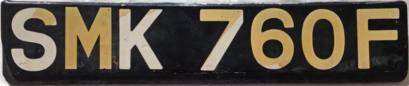 London Transport Routemaster front REGISTRATION PLATE 'SMK 760F', ex-RML 2760, the last
