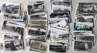 Considerable quantity (c250) of mainly B&W, postcard-size bus & tram PHOTOGRAPHS mostly taken in the