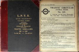 Officially bound volume of London Transport (LPTB) TRAFFIC CIRCULARS for Road Transport (Central