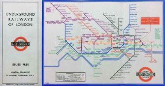 1934 London Underground 'Railways of London' POCKET MAP. An early H C Beck diagrammatic card map