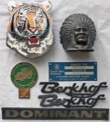 Selection of bus and coach BADGES comprising a 1970s chrome & enamel Leyland Tiger GRILLE BADGE (