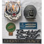 Selection of bus and coach BADGES comprising a 1970s chrome & enamel Leyland Tiger GRILLE BADGE (