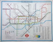 1981 London Underground quad-royal POSTER MAP designed by Paul Garbutt. Shows the first stage of the