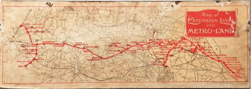 1924/25 Metropolitan Railway CARRIAGE MAP 'Extension Lines into Metro-land'. Shows the British