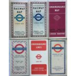 Selection of London Underground POCKET MAPS comprising 2 x Beck card diagrams - No 1, 1945 (245)