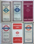 Selection of London Underground POCKET MAPS comprising 2 x Beck card diagrams - No 1, 1945 (245)