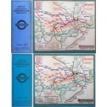 Pair of 'Stingemore' London Underground linen-card POCKET MAPS, both are the issues with extra