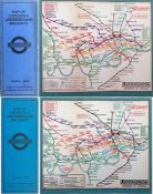 Pair of 'Stingemore' London Underground linen-card POCKET MAPS, both are the issues with extra
