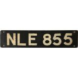 London Transport RT bus FRONT REGISTRATION PLATE NLE 855 from RT 3748. The original RT 3748