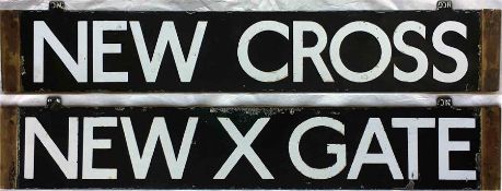 London Underground F-Stock or Q-Stock enamel DESTINATION PLATE 'New Cross / New X Gate' from the