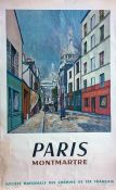 1953 SNCF (French Railways) double-royal POSTER 'Paris Montmartre' by Maurice Utrillo. Some creasing