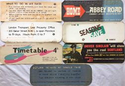 Selection of 1930s-50s London Underground Metropolitan Line card CARRIAGE PANEL ADVERTS & NOTICES