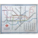 1975 London Underground quad-royal POSTER MAP designed by Paul Garbutt. Shows Hatton Cross station
