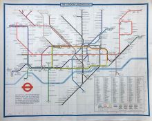 1975 London Underground quad-royal POSTER MAP designed by Paul Garbutt. Shows Hatton Cross station