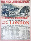 1905 Highland Railway POSTER 'Direct & Picturesque Route to the Highlands is via Perth & Dunkeld'.