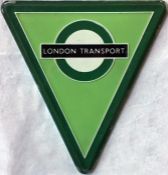 London Transport Routemaster perspex RADIATOR TRIANGLE BADGE, as fitted from 1965 onwards to green