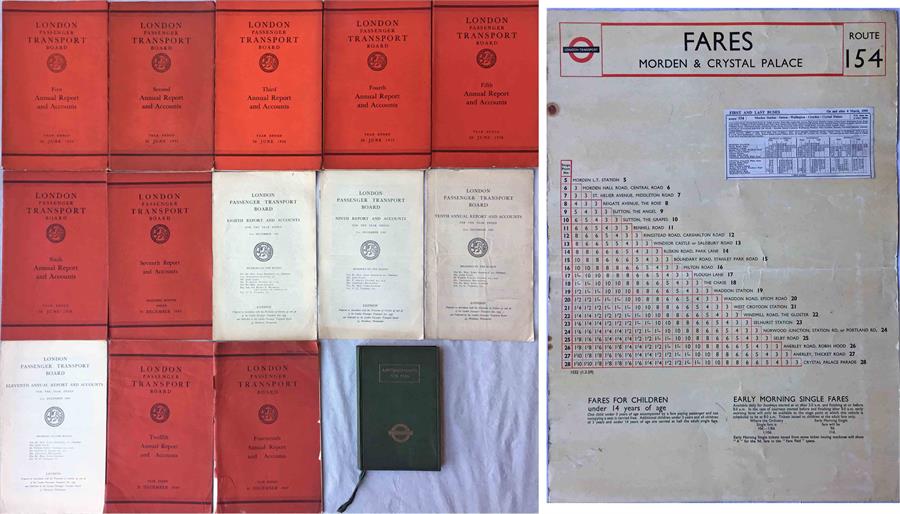 1959 London Transport RT-bus FARECHART for route 154 (1st issue after conversion from trolleybus) in