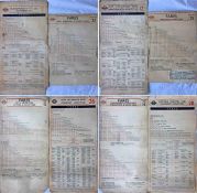 Selection of London Transport Tramways double-sided, card FARECHARTS comprising issues for routes