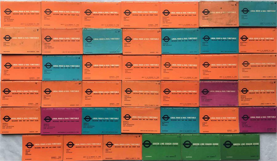 Considerable quantity of 1950s London Transport Local Road & Rail TIMETABLES for a wide range of