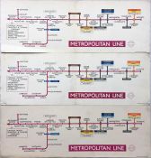 Small selection of London Underground Metropolitan Line card CARRIAGE LINE DIAGRAMS dated 1957, 1959