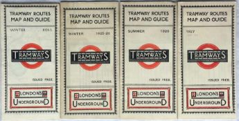 Selection of 1920s London Underground Group Tramways POCKETS MAPS in very good to excellent