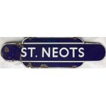 British Railways (Eastern Region) enamel STATION TOTEM SIGN 'ST. NEOTS' from this Cambridgeshire