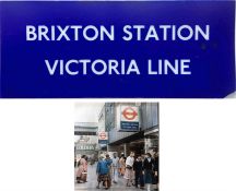 London Underground perspex SIGN 'Brixton Station, Victoria Line' which was formerly situated outside