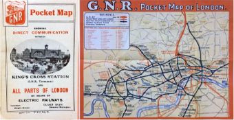 1910 GNR (Great Northern Railway) POCKET MAP 'showing direct communication between King's Cross