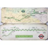 Pair of London Transport Metropolitan Line CARRIAGE MAPS on thick card, both showing the line in