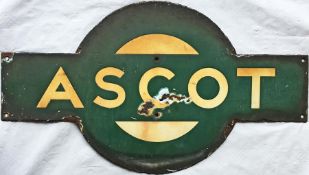 Southern Railway STATION TARGET SIGN from Ascot station on the Waterloo to Reading line and junction
