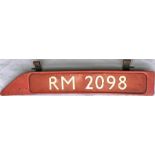 London Transport Routemaster bonnet FLEETNUMBER PLATE from RM 2098. The original bus with this