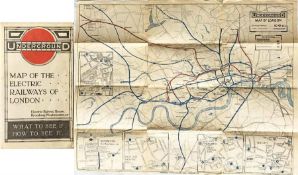 1914 London Underground POCKET MAP of the Electric Railways of London "What to see and how to see