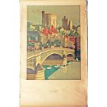 1927 Underground Group double-royal poster depicting Windsor Bridge & Castle by Charles Cundall (