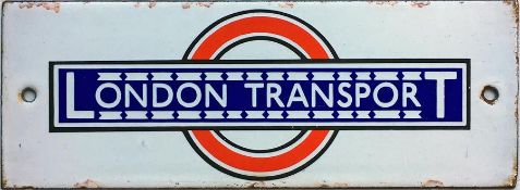 1930s London Transport bus stop timetable panel enamel HEADER PLATE in the pre-war style with over/