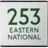 London Transport bus stop enamel E-PLATE for route 253 Eastern National in the green lettering